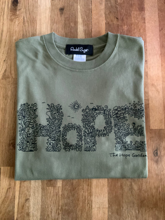 Tシャツ【HOPE】アウトドアカラー(ライトオリーブ色)