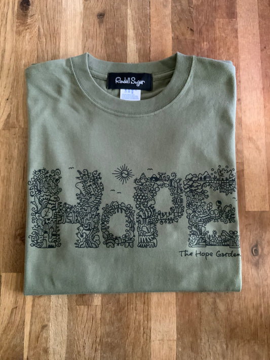 Tシャツ【HOPE】アウトドアカラー（ライトオリーブ色）